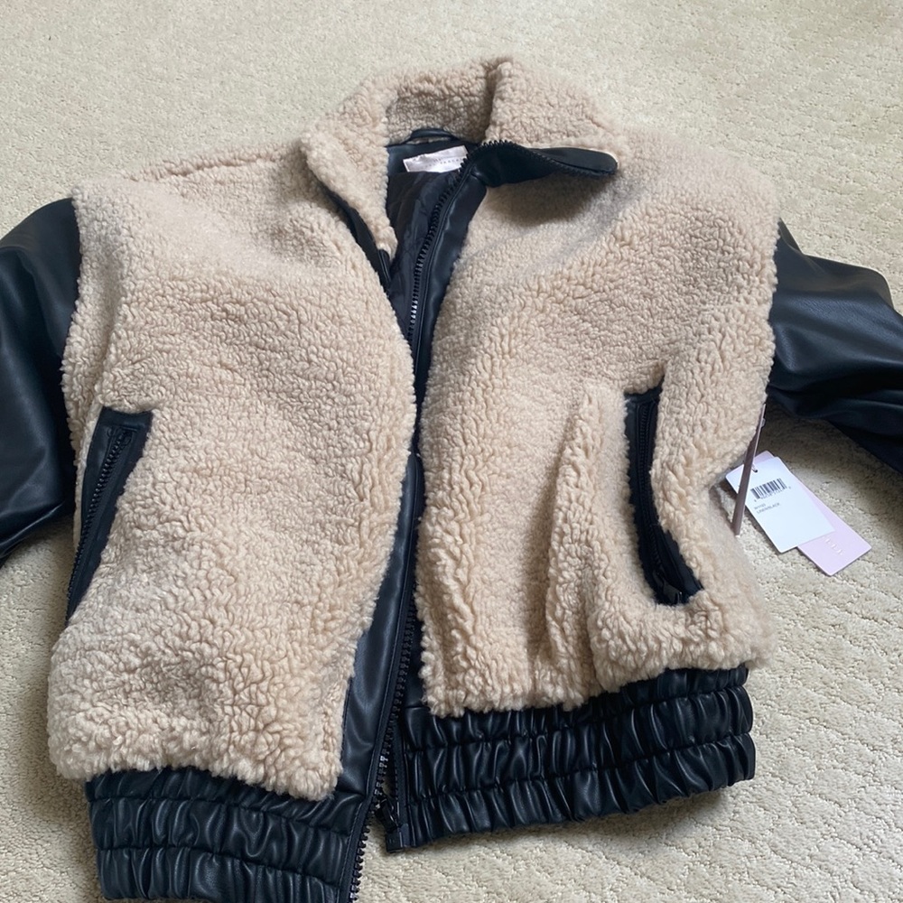 Rachel Parcell faux leather sherling bomber jacket